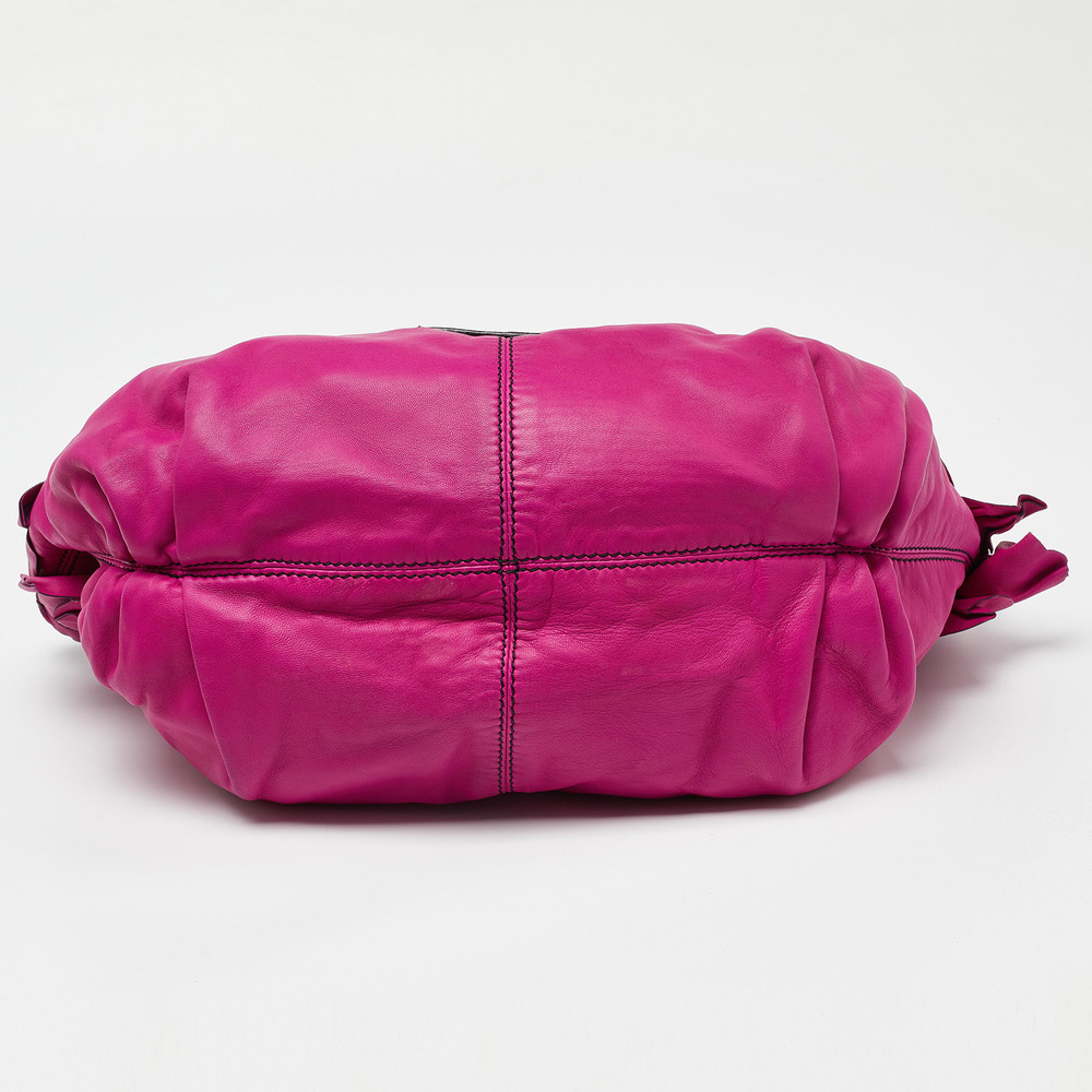 VALENTINO Pink Leather Ruffle Satchel - Picture 6 of 8